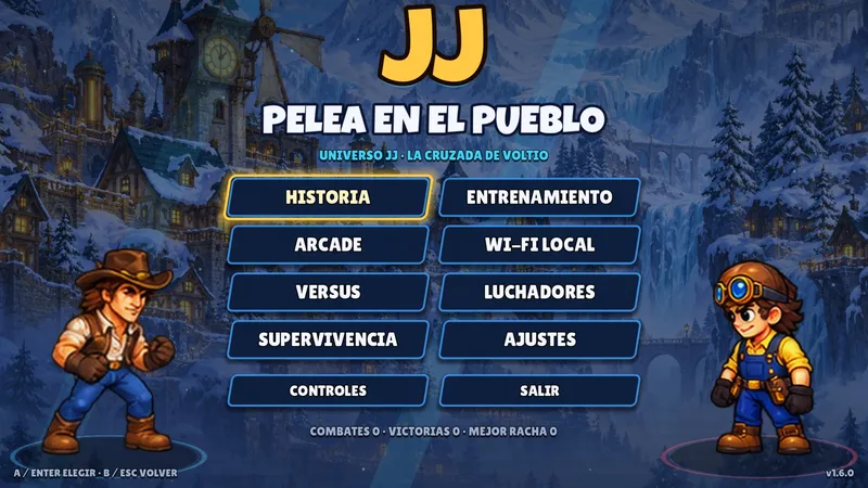 JJ · Pelea en el Pueblo — Menú principal