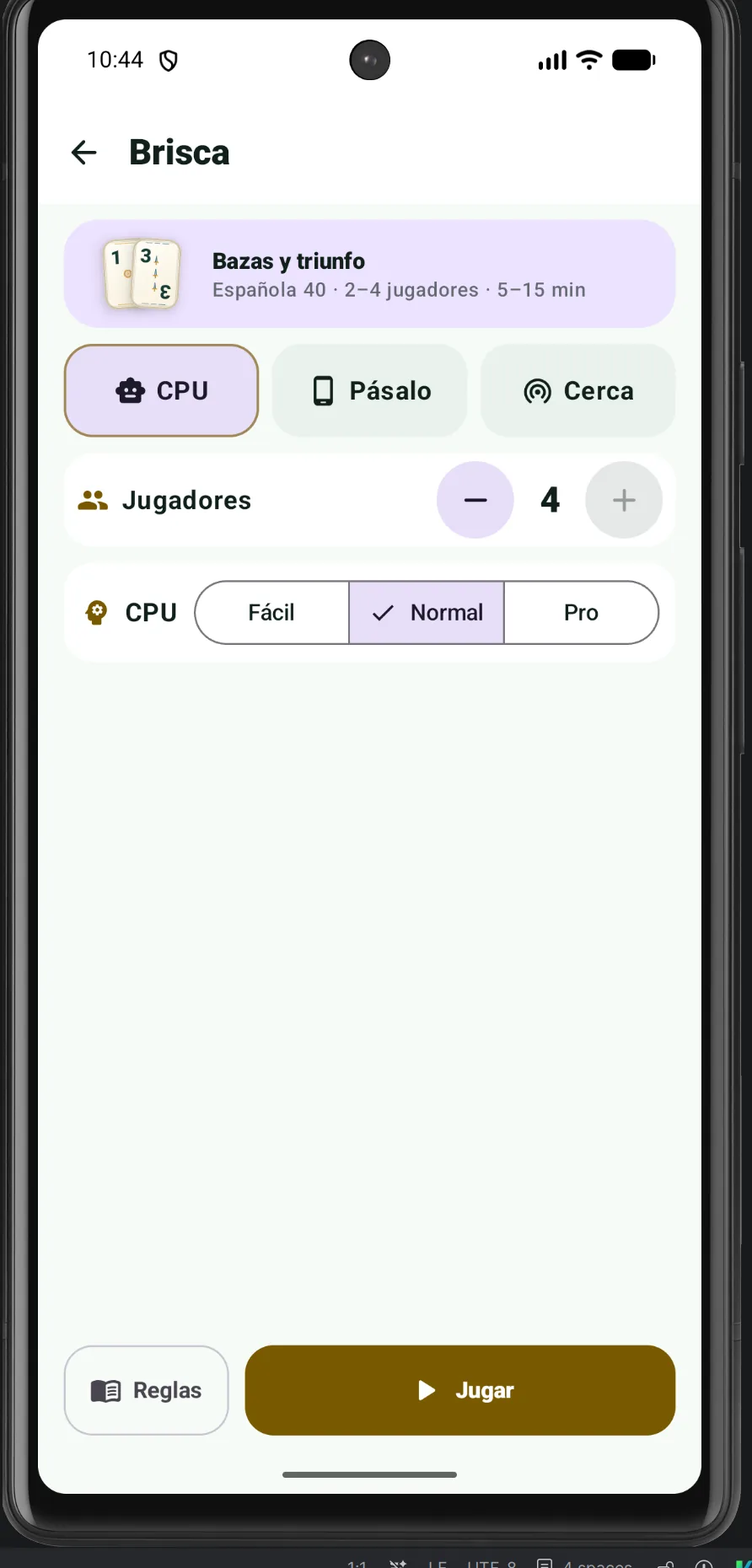 Lumaria Naipes — Match setup