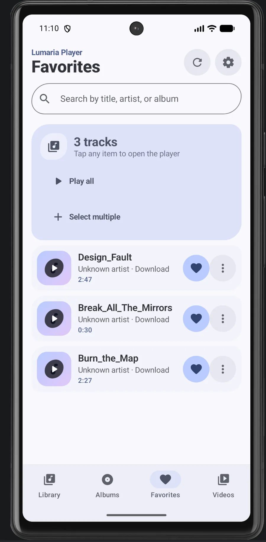 Lumaria Player — Favorites