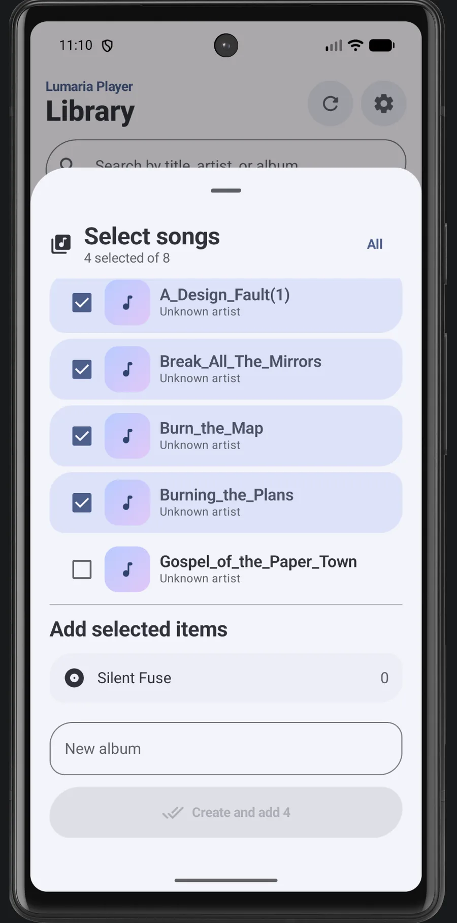 Lumaria Player — Multiple selection