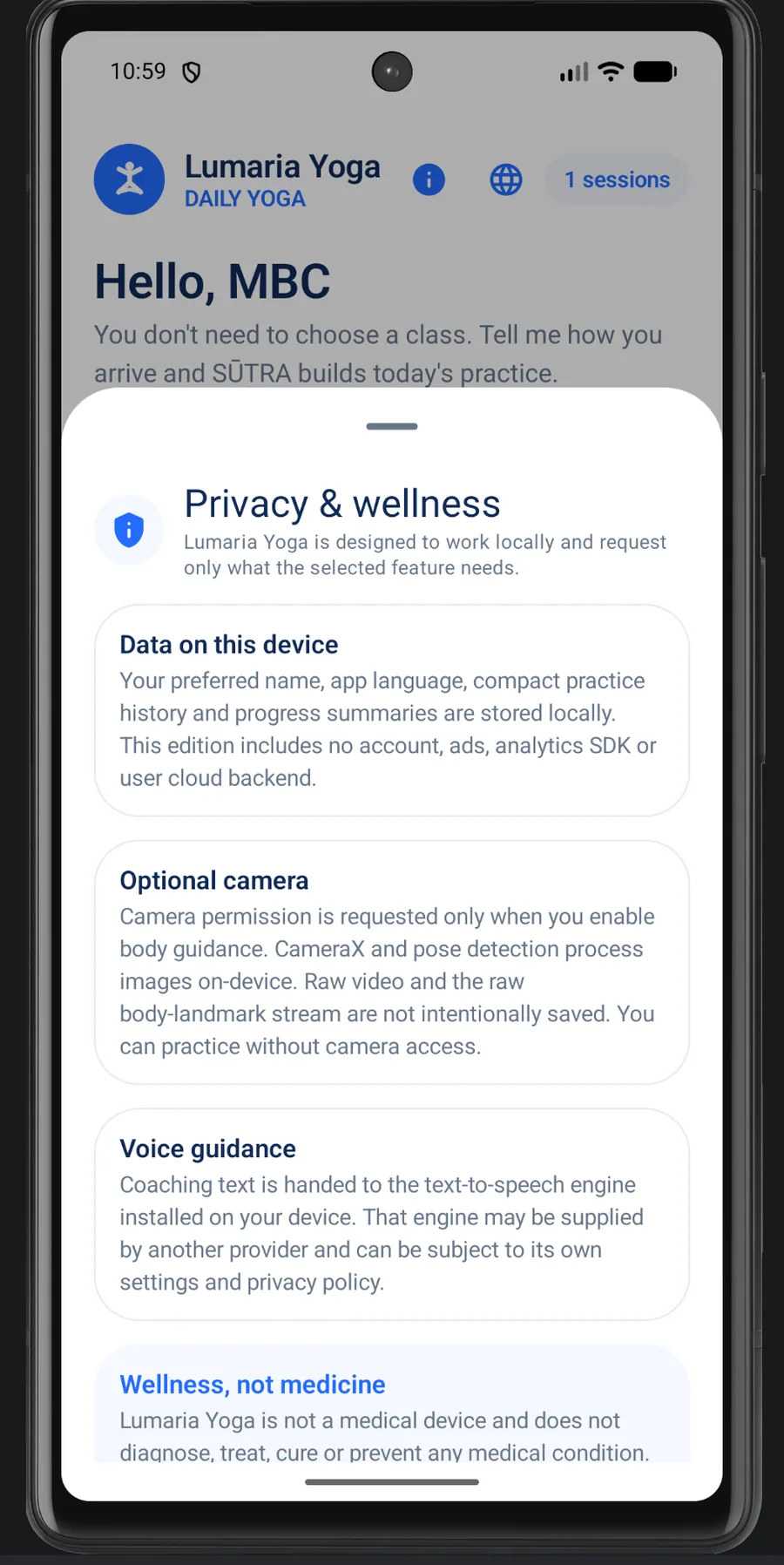 Lumaria Yoga — Privacy & wellness